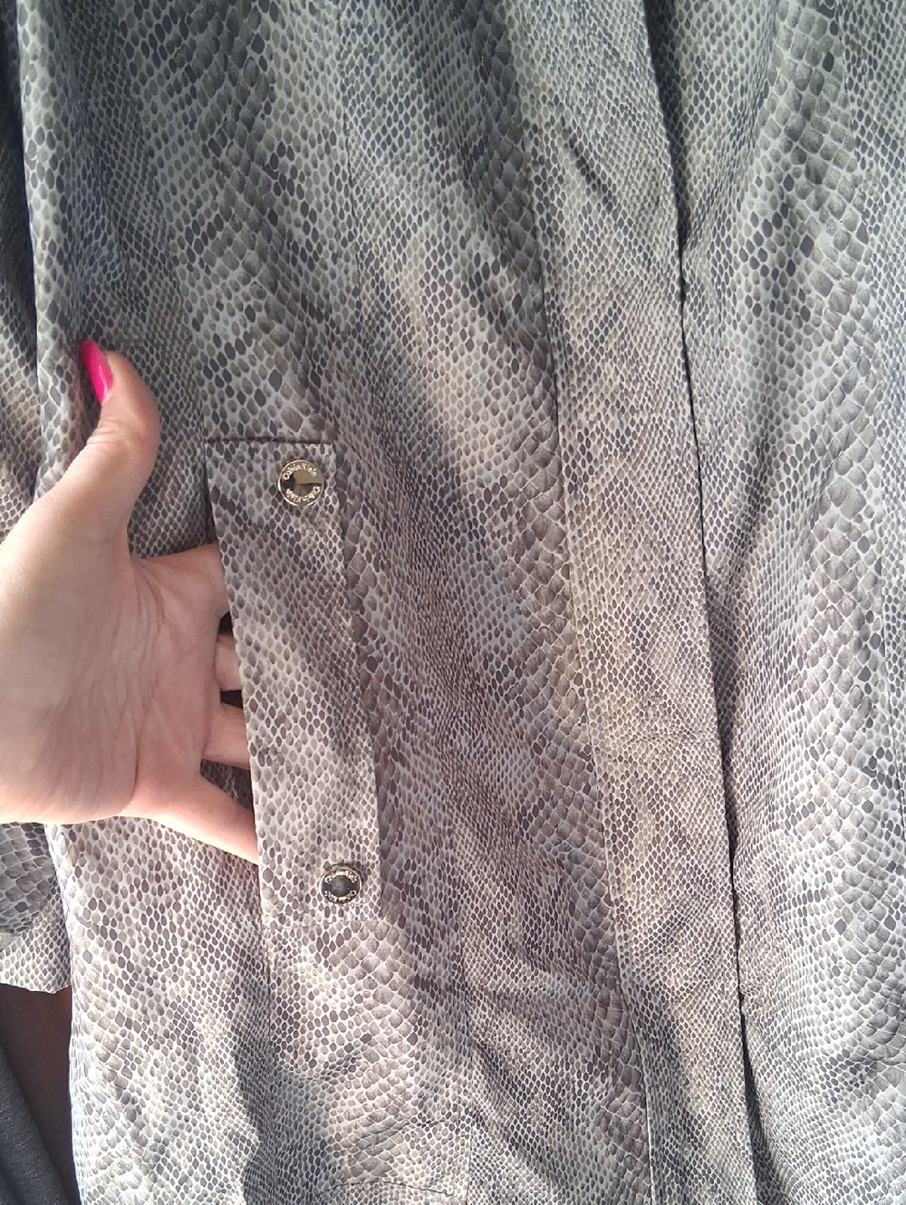Khaki/grey CALVIN KLEIN Jacket - Lightweight Snake Print Sz Large - Picture 5 of 15